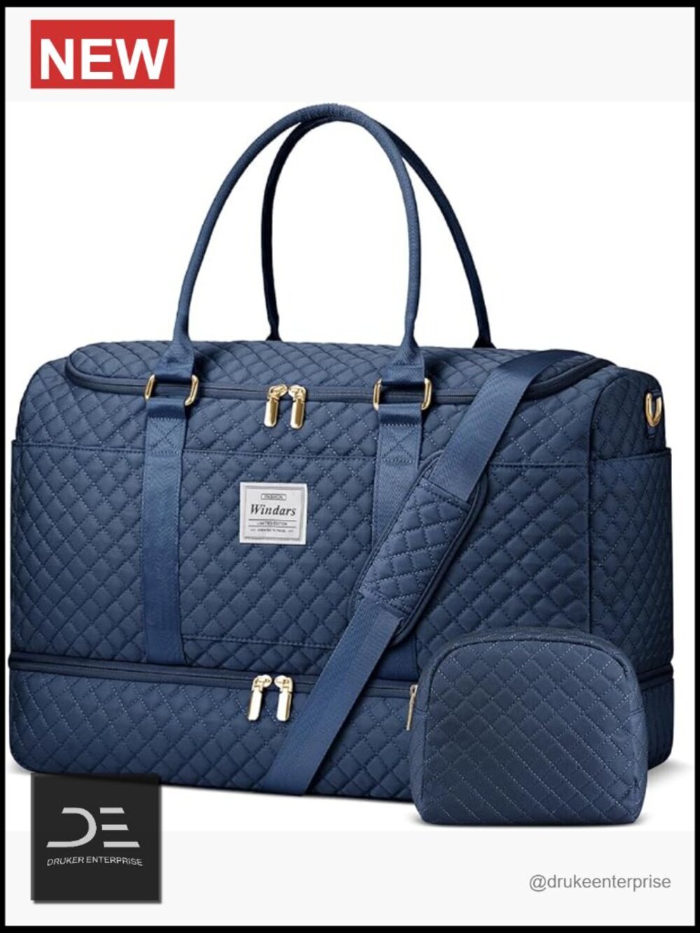 Travel Duffle Bag with Shoe Compartment - Water Resistant Lightweight Weekender